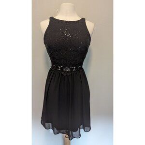 BCX Cocktail Dress Black Sleeveless with sequins size 3